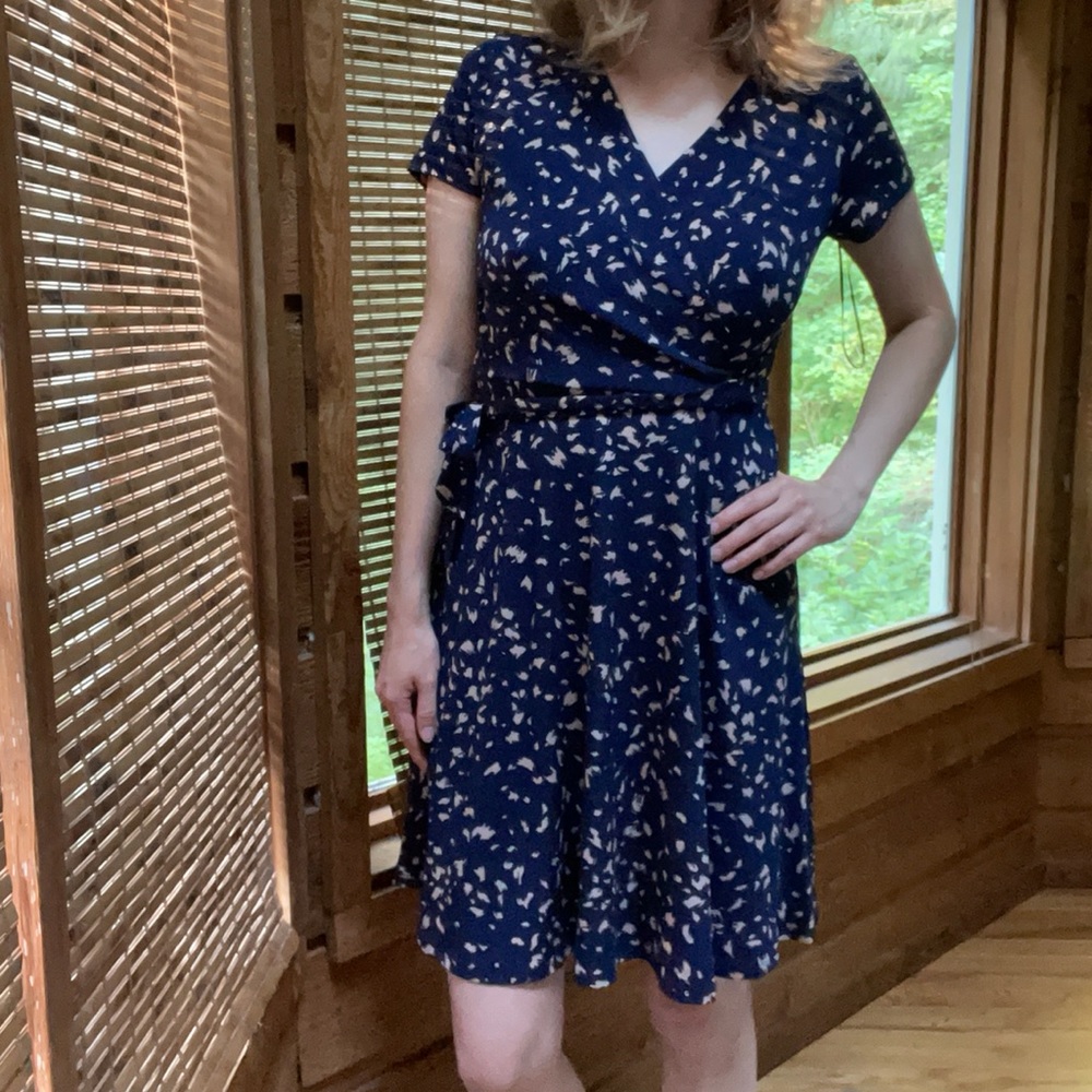 Kaileigh Arnett Faux Wrap Dress in Navy.